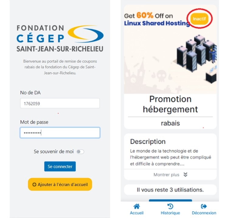 Application mobile vue par l'utilisateur