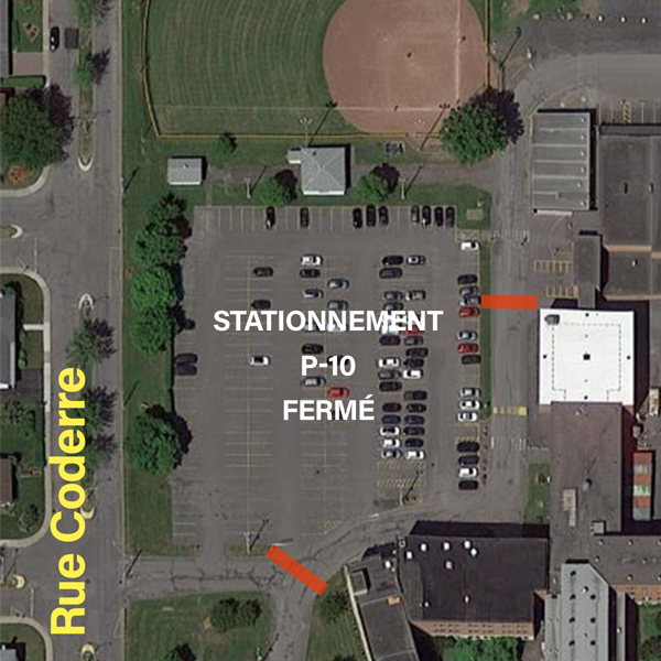 Stationnement P-10 fermé Cégep Saint-Jean