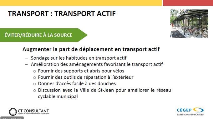 Recommandation réduction des GES - Transport actif