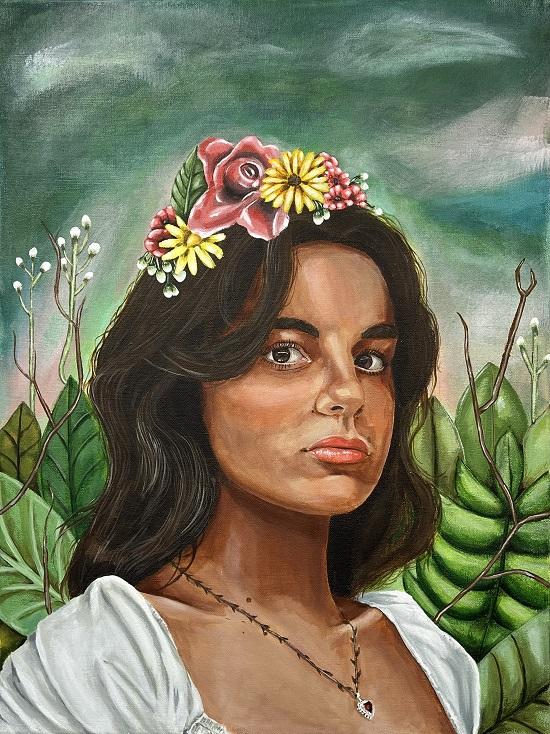 Mia Bergeron, Autoportrait à la manière de Frida Kahlo, 2022
