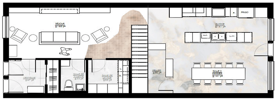 PROJET 2 : Plan d’aménagement du rez-de-chaussée.