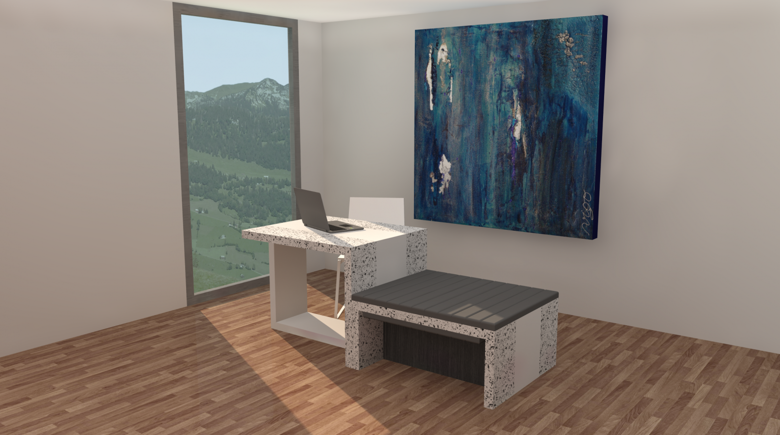 PROJET 2 : Le meuble Hybrid, à trois modules, permet de nombreuses configurations pouvant s’adapter aux besoins des générations futures. Il combine la fonctionnalité d’un lieu commercial et le confort d’un foyer.