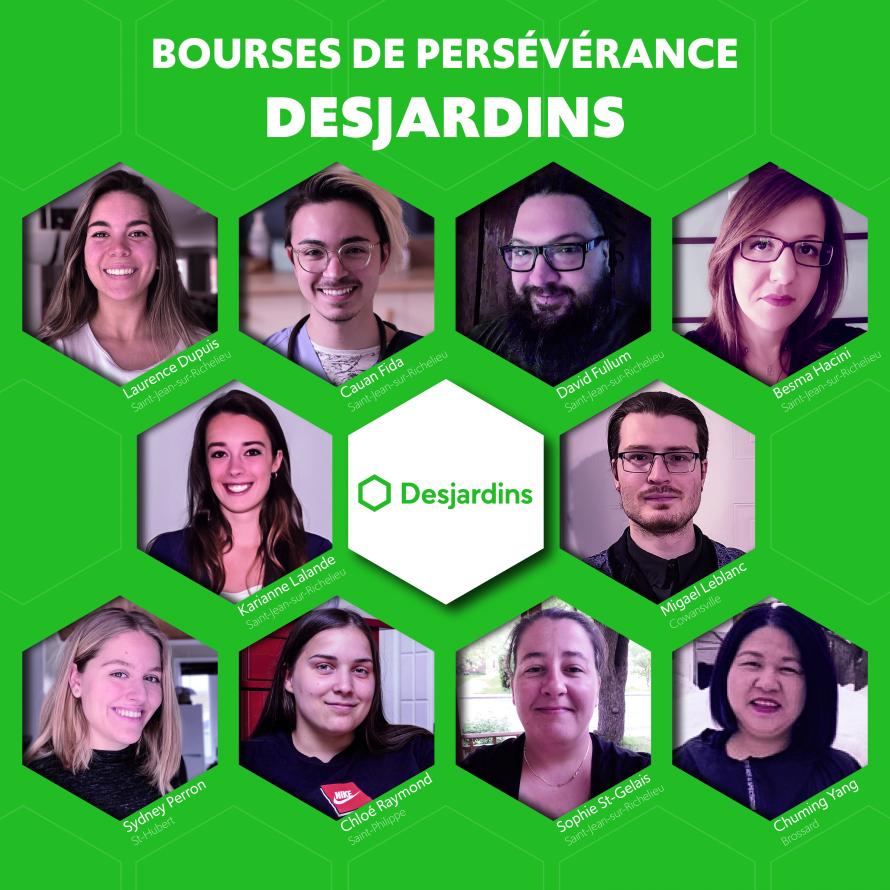 Récipiendaires bourses de la persévérance Desjardins