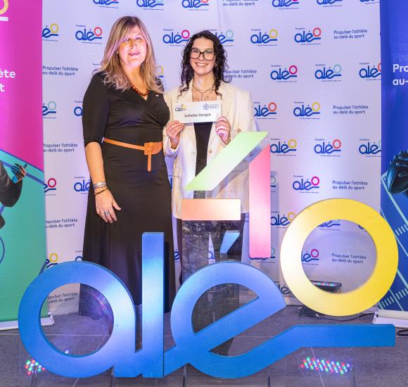 Patricia Demers, directrice générale de la Fondation Aléo, et Juliette Gargya.   Crédit photo : Nathan Brunet 